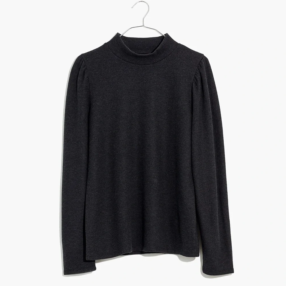 Madewell (Re)sourced Plush Mockneck Puff-Sleeve Top - Size Medium